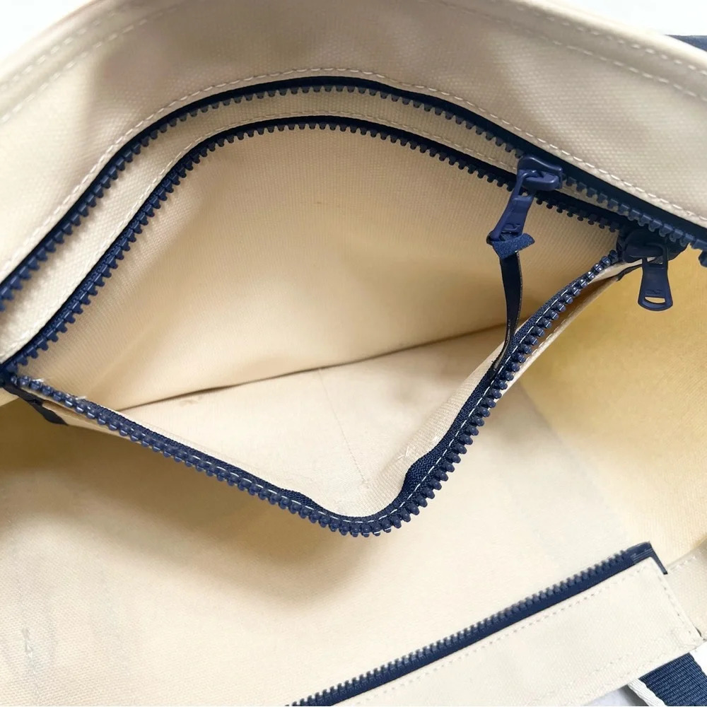 Vineyard Vines Cream Canvas Tote with Navy Trim - Picture 7 of 10
